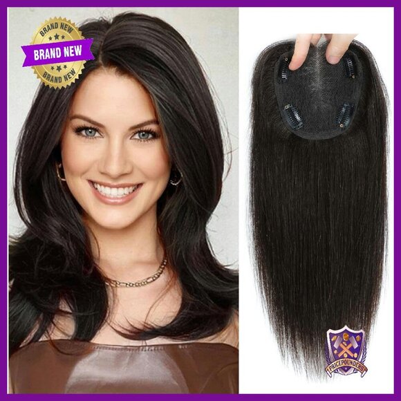 Real Human Hair Topper 12in Swiss Base 120% Density Hairpiece